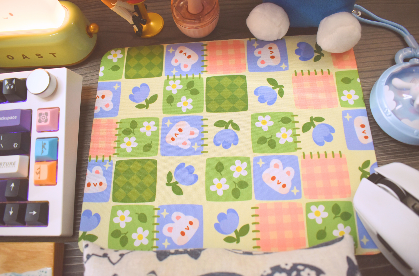 "Yuffie Chloe" Bunny Floral Patchwork Mouse Pad