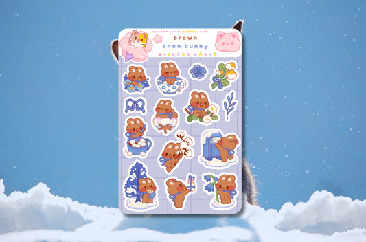 Brown Snow Bunny Sticker Sheet