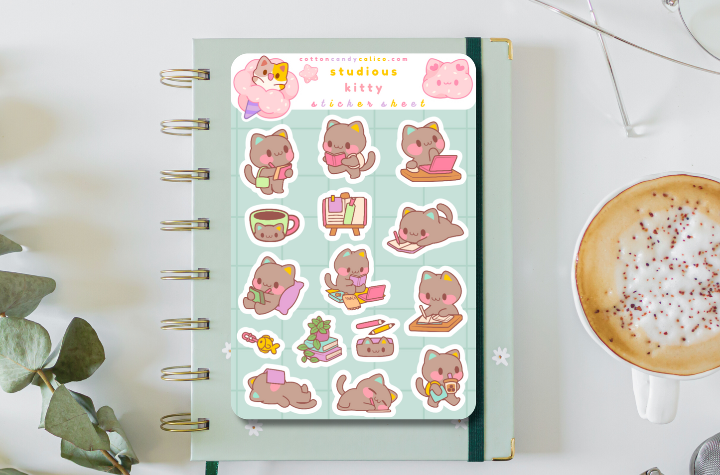Studious Kitty Sticker Sheet