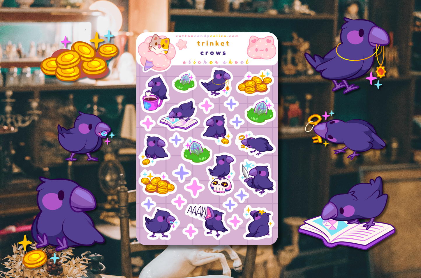 Trinket Crows Sticker Sheet