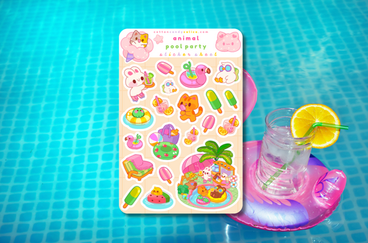 Animal Pool Party Sticker Sheet