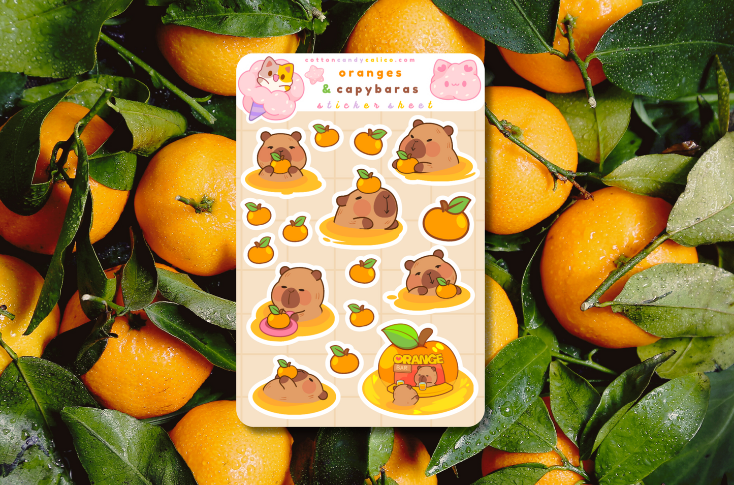 Oranges and Capybaras Sticker Sheet