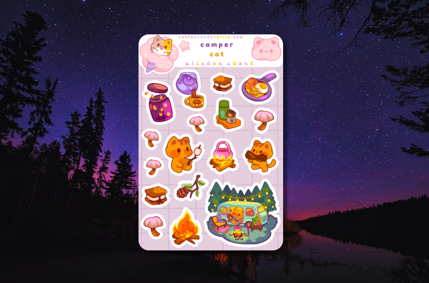 Camping Cat Sticker Sheet