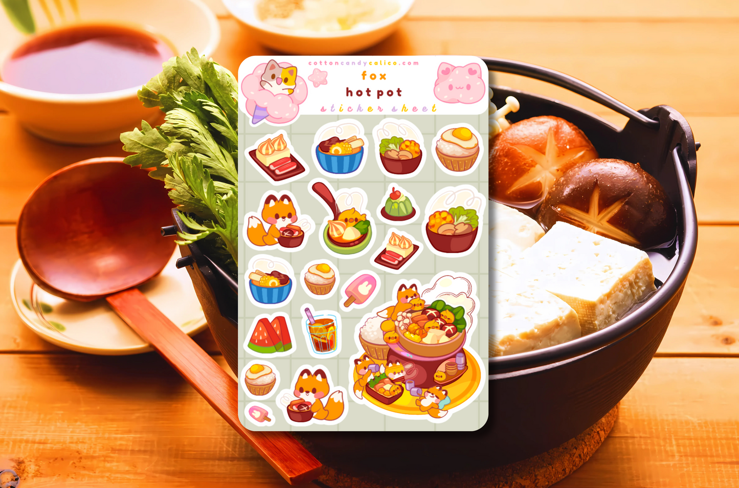 Fox Hot Pot Sticker Sheet