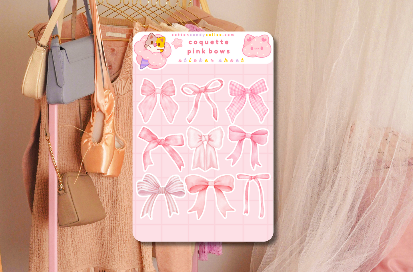 Coquette Pink Bows Sticker Sheet