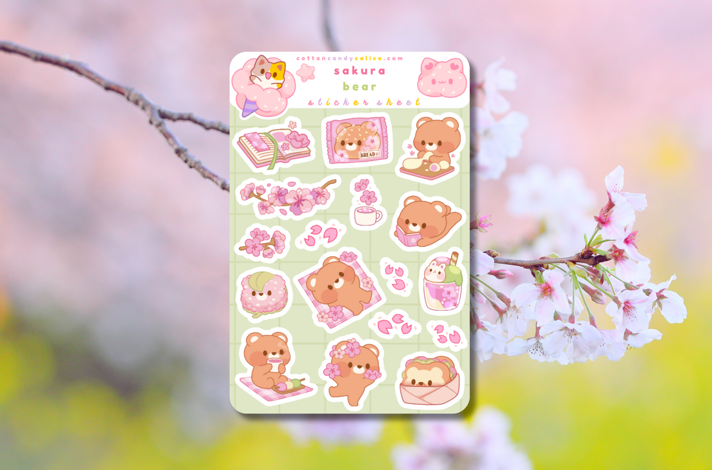 Sakura Bear Sticker Sheet