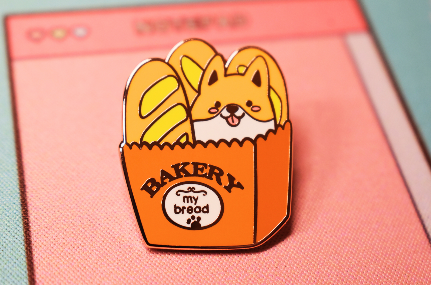 Corgi Baguette Bread Hard Enamel Pin