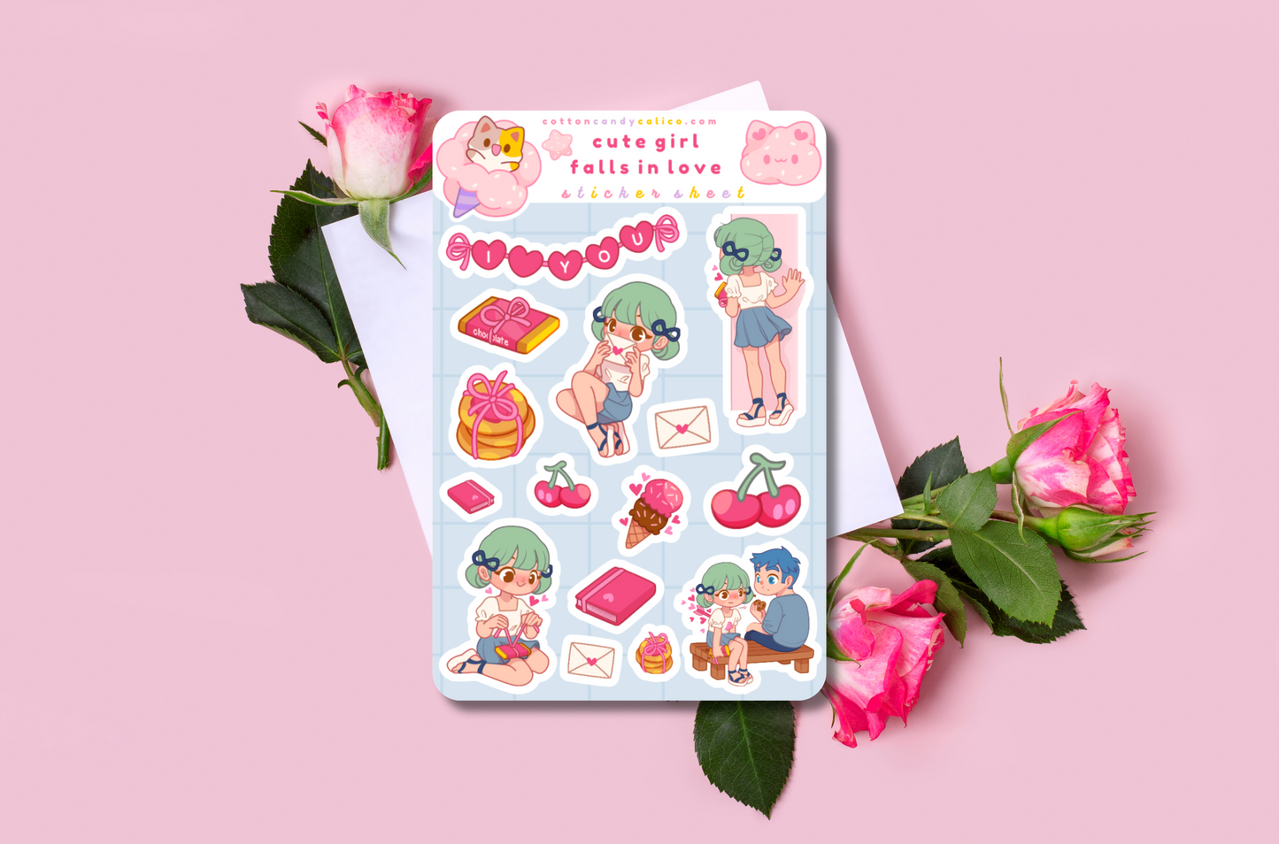 Cute Girl Falls in Love Sticker Sheet