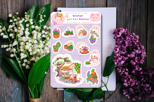 Winter Garden Bunny Sticker Sheet