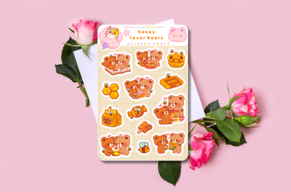 Honey Lover Bears Sticker Sheet