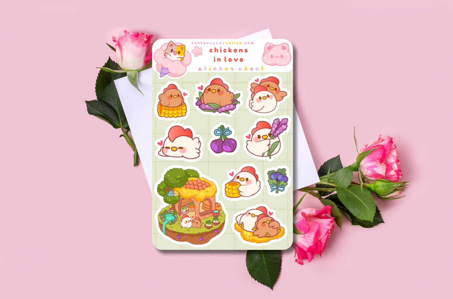 Chickens in Love Sticker Sheet