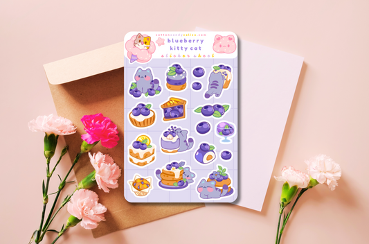 Blueberry Kitty Cat Sticker Sheet