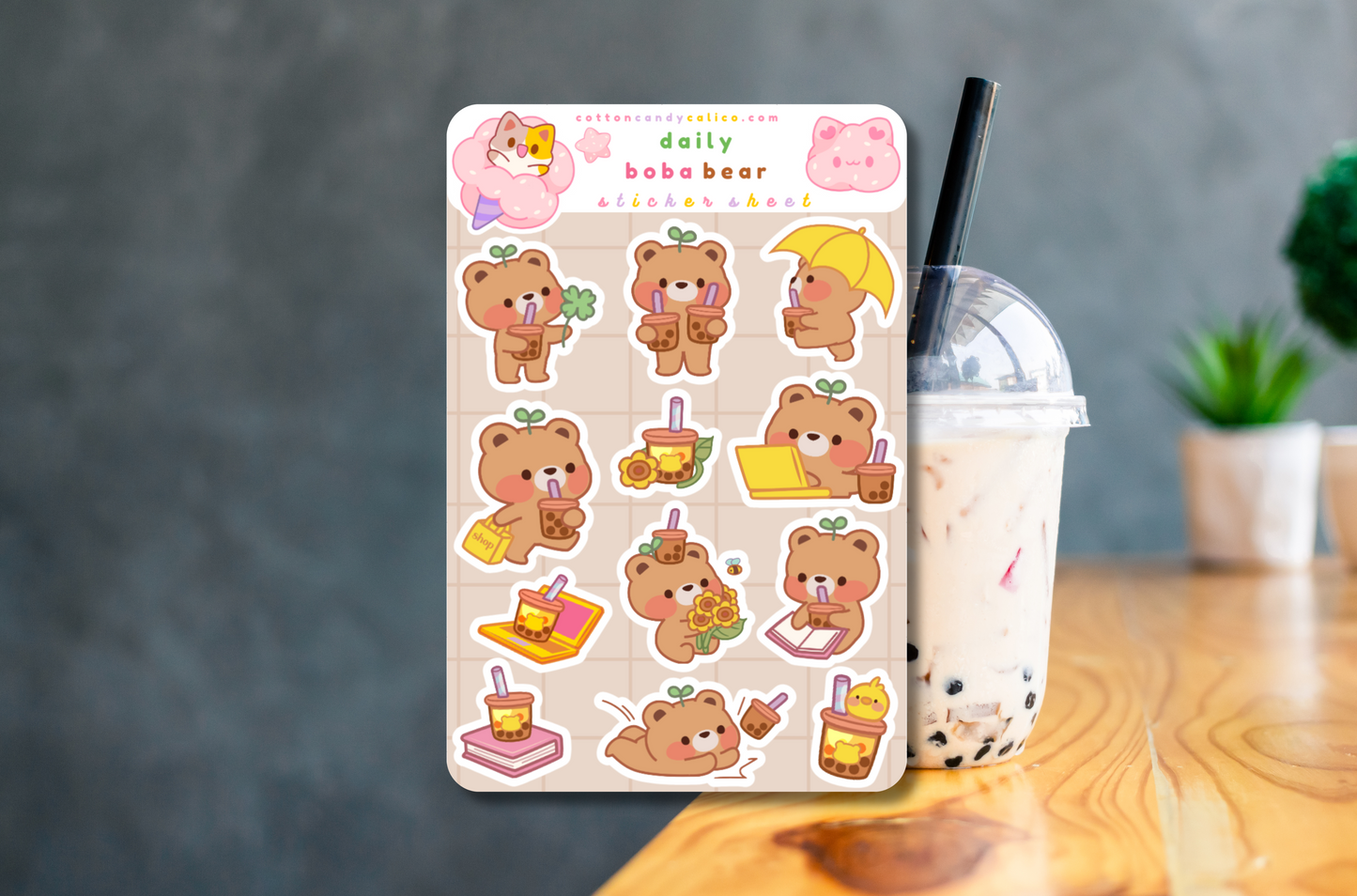 Daily Boba Bear Sticker Sheet