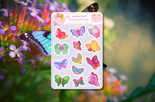 Colorful Butterflies Sticker Sheet