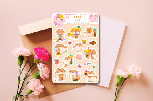 Boba Cat Sticker Sheet