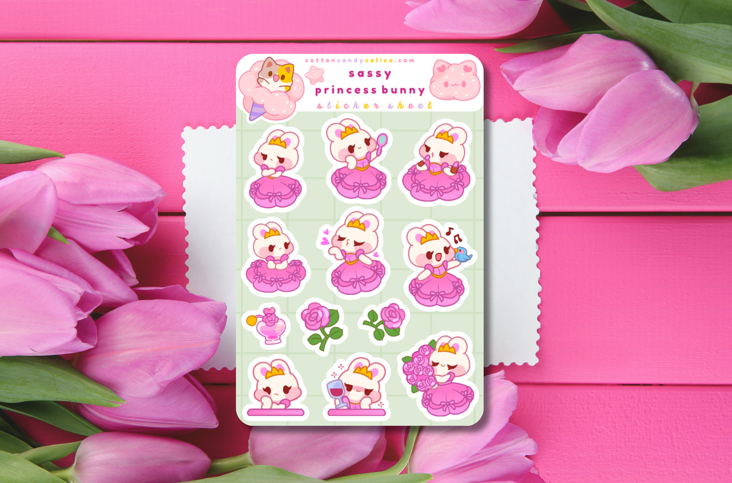 Sassy Princess Bunny Sticker Sheet