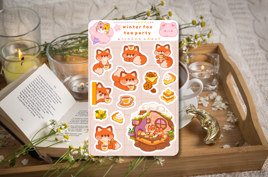 Winter Fox Tea Party Sticker Sheet