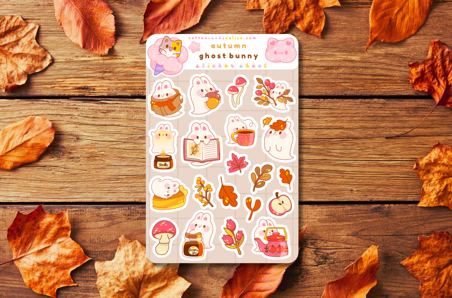 Autumn Ghost Bunny Sticker Sheet