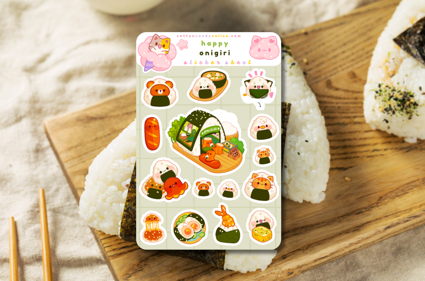 Happy Onigiri Sticker Sheet