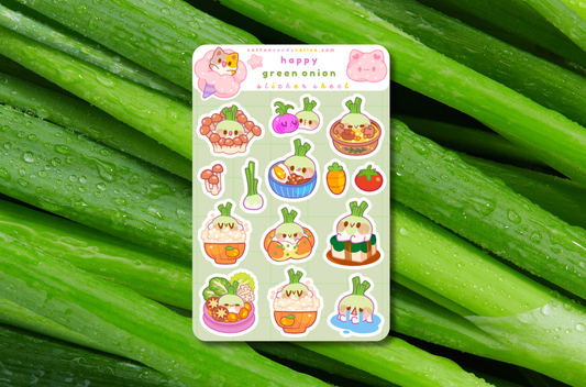 Happy Green Onion Sticker Sheet