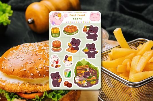 Fast Food Bears Sticker Sheet