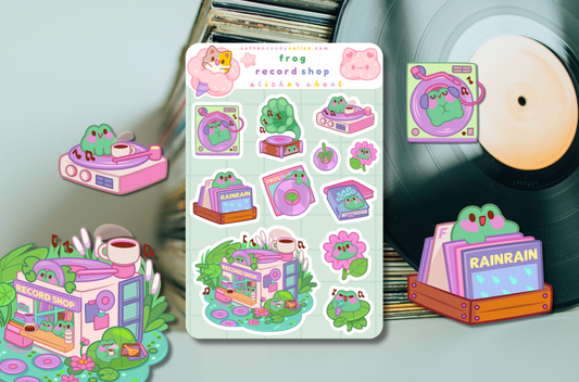 Frog Record Shop Sticker Sheet