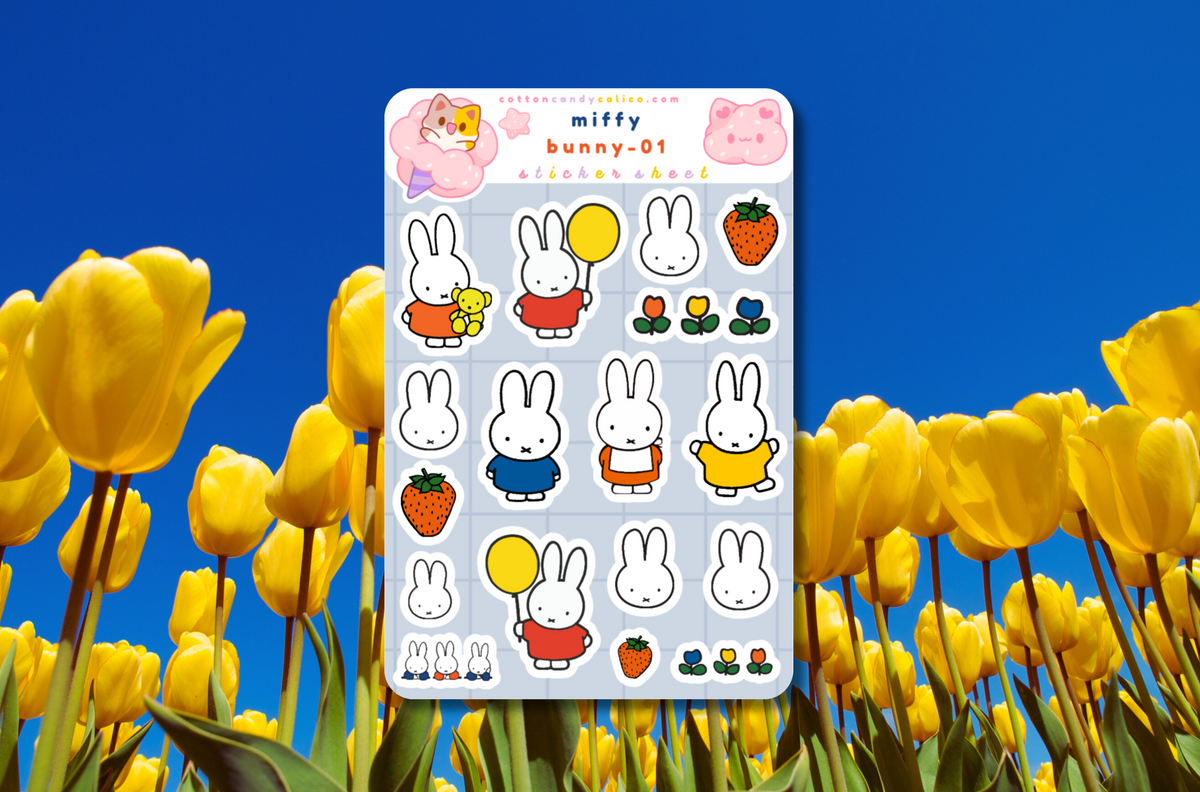 Miffy Rabbit Sticker Miffy Bunny - 01 Sticker Sheet – Cotton Candy Calico