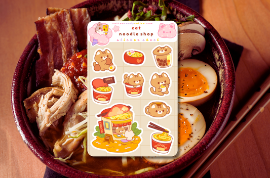 Cat Noodle Shop Sticker Sheet