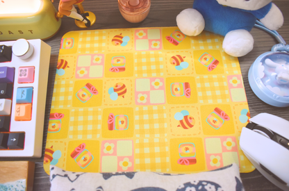 Honey Bee Gingham Checkered Mouse Pad