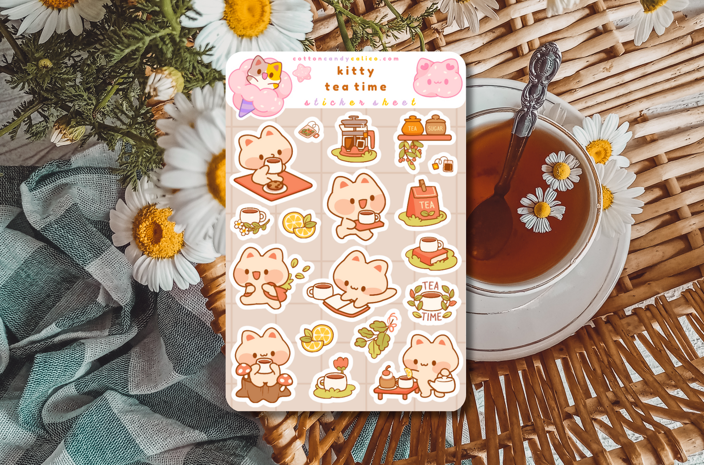 Kitty Tea Time Sticker Sheet