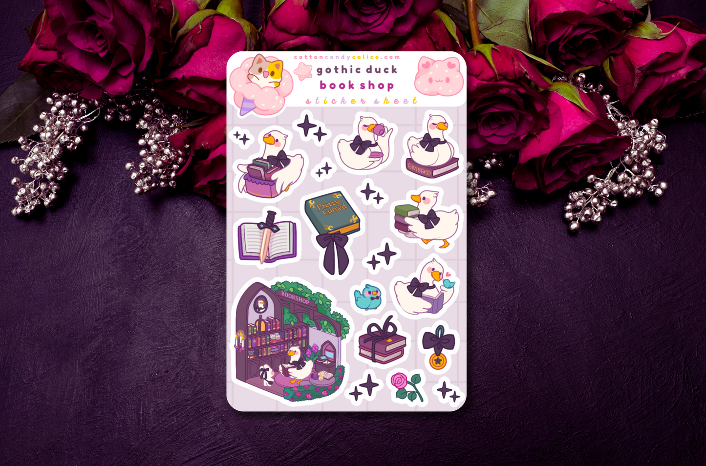 Gothic Duck Book Shop Sticker Sheet