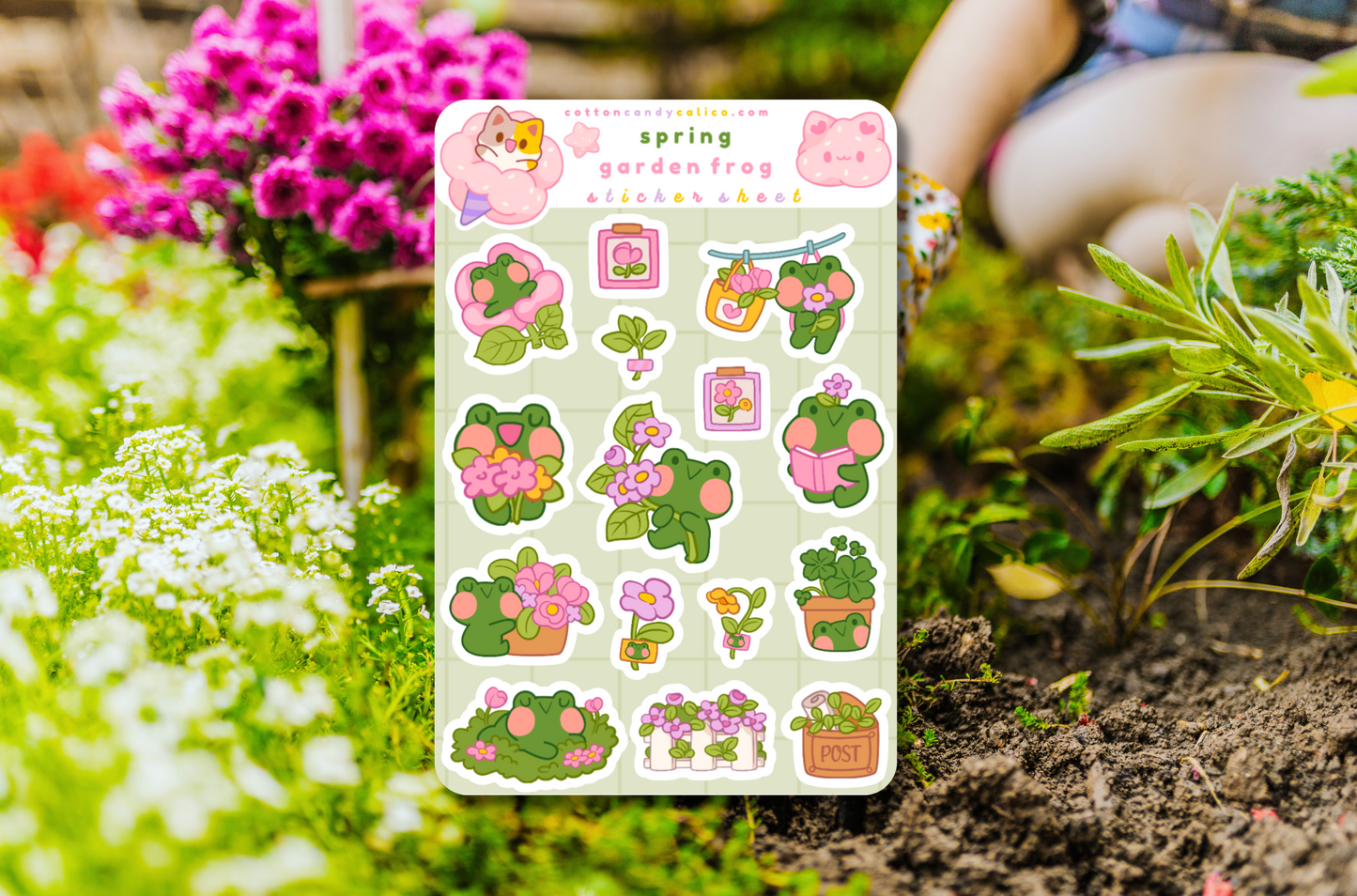 Spring Garden Frog Sticker Sheet