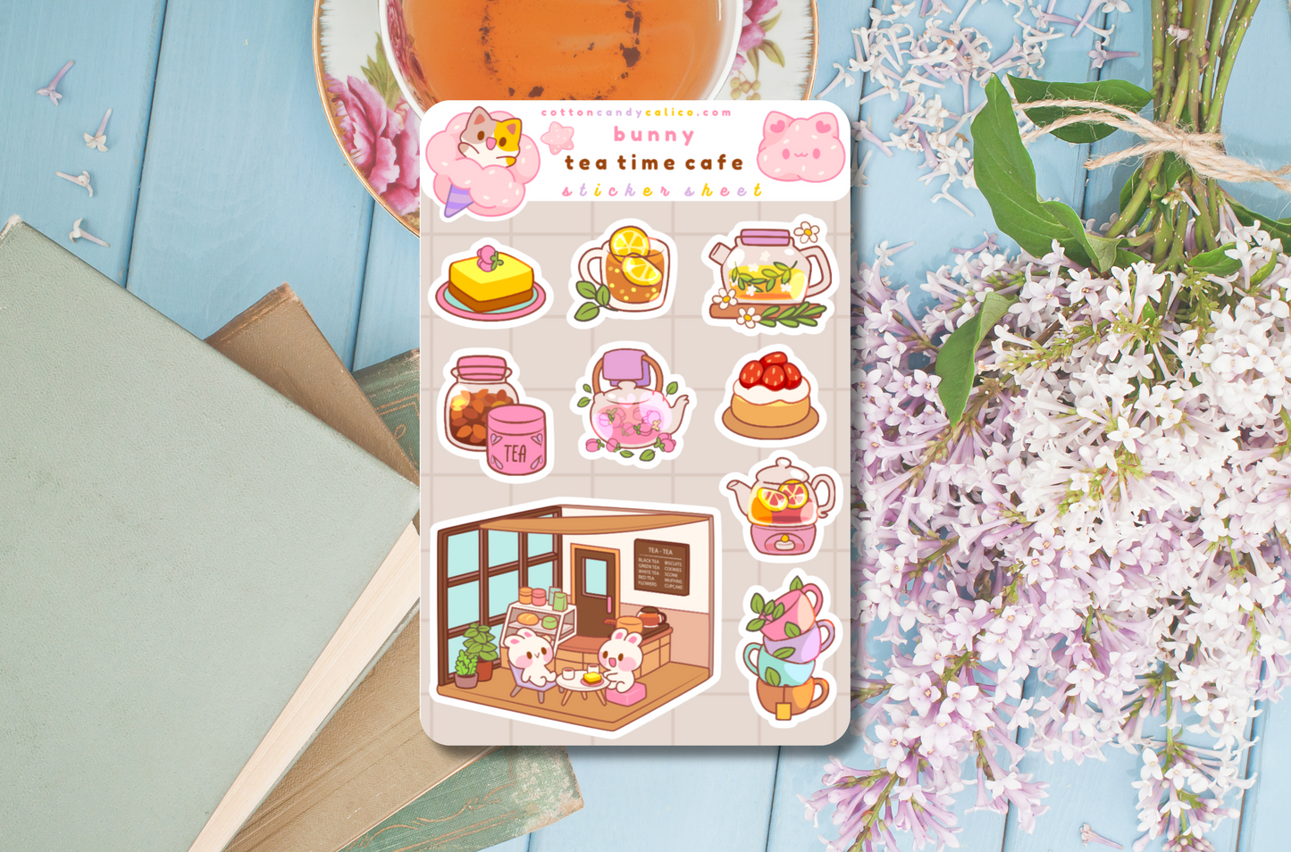 Bunny Tea Time Cafe Sticker Sheet