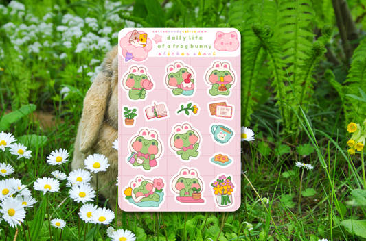 Daily Life of a Frog Bunny Sticker Sheet