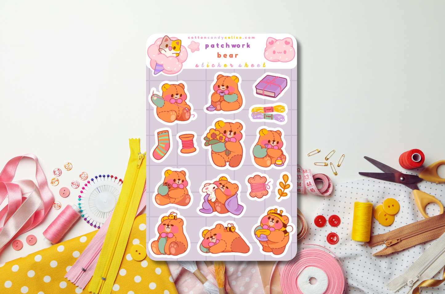 Patchwork Bear Sticker Sheet