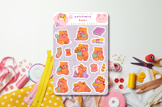 Patchwork Bear Sticker Sheet