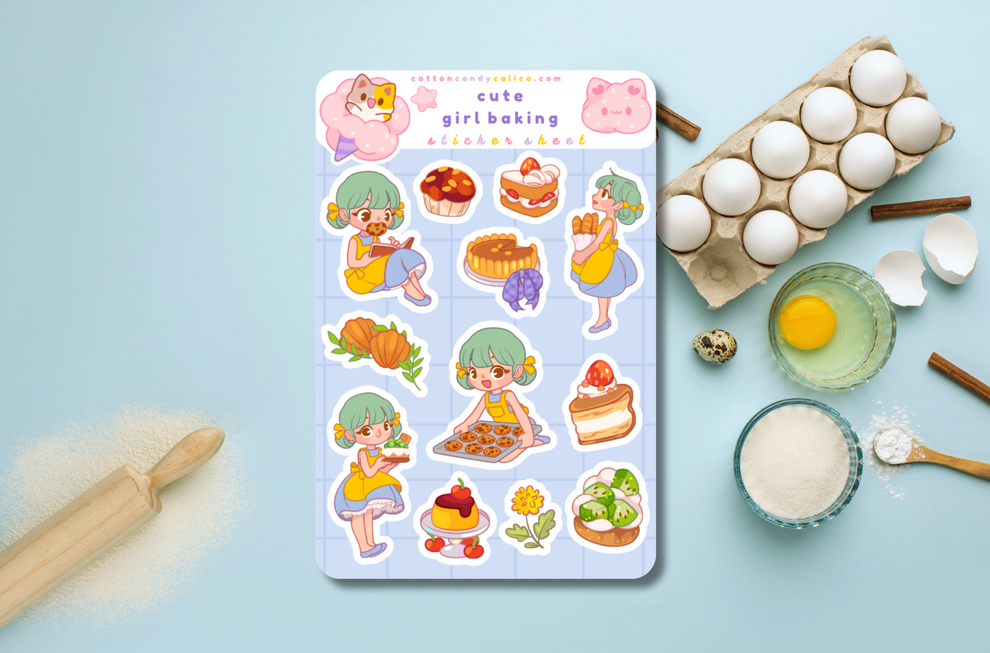 Cute Girl Baking Sticker Sheet