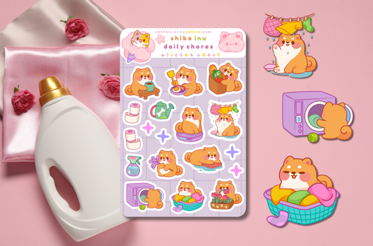 Shiba Inu Daily Chores Sticker Sheet