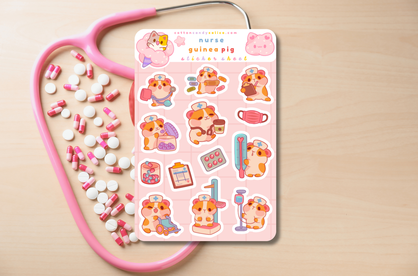 Nurse Guinea Pig Sticker Sheet