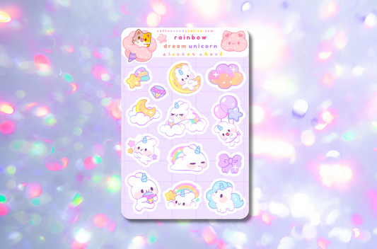 Rainbow Dream Unicorn Sticker Sheet (1/2)