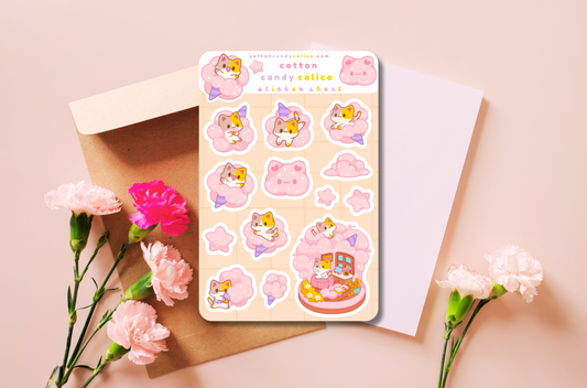 Cotton Candy Calico Sticker Sheet