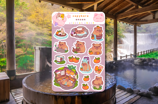 Capybara Onsen Sticker Sheet
